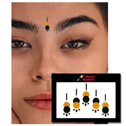 Comet Busters 5 Pcs Reusable Designer Bindis - Black & Mustard Yellow image 3