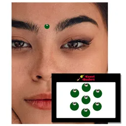 Comet Busters 7 Pcs Embellished Reusable Designer Bindis - Green image 3