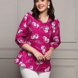 FASHION DREAM Floral Printed Cuffed Sleeves Top-image-57