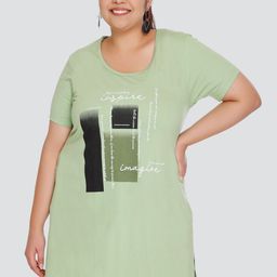 CUPID Plus Size Typography Printed Round Neck Cotton Longline Top-picture-9