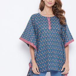 The Kaftan Company Women Navy Blue Printed A-Line Top-picture-34