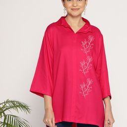 LetsDressUp Floral Printed Shirt Collar Tunic-image-17