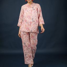 HUE & HIDE Floral Printed Round Neck Top & Trousers-picture-56