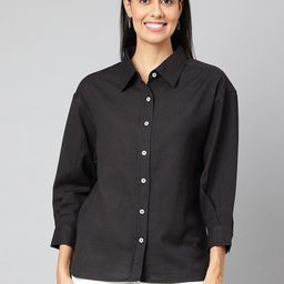 FINSBURY LONDON Women Black Regular Fit Standard Casual Shirt-image-24