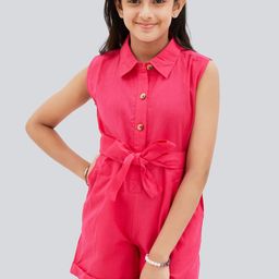 Olele Girls Romi Shirt Collar Cotton Play Suit-image-32