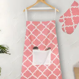 Texstylers Pink 2 Pieces Geometric Printed Cotton Kitchen Linen Set-image-68