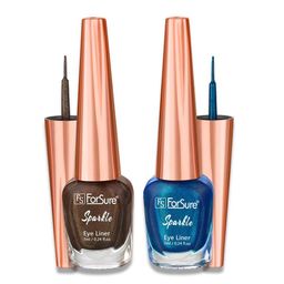 ForSure Set of 2 Sparkle Long Lasting Liquid Eyeliner 7ml each - Brown 06 & Blue 08-25