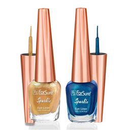 ForSure Set of 2 Sparkle Long Lasting Liquid Eyeliner 7ml each - Golden 04 & Blue 08-11
