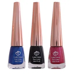 Looks United Set Of 3 Metallic Long Lasting Intense Single Stroke Eyeliners - 5 ml Each-4