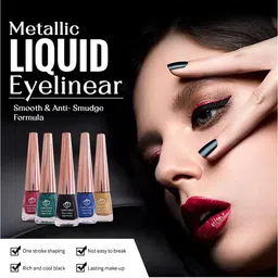 Looks United Set Of 3 Metallic Long Lasting Intense Single Stroke Eyeliner 5ml Each-13