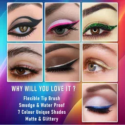Adbeni Color Diva Set Of 3 Long Lasting Liquid Eyeliner-6ml Each- Black-Blue-Silver image 5
