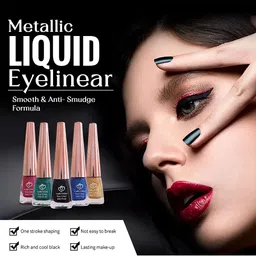 Looks United Set Of 3 Metallic Long Lasting Intense Single Stroke Liquid Eyeliner-5ml Each image 3