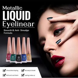 Looks United Set Of 3 Long Lasting Intense Single Stroke Metallic Liquid Eyeliner -5mlEach image 3