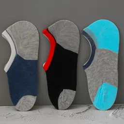Yellow Bee Boys Pack Of 3 Colourblocked Cotton Shoe Liners-image-38