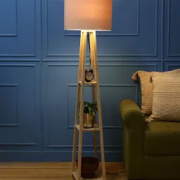 sanded edge Sunny 3 Shelves Floor Lamp In Natural Wood Color Finish-picture-13