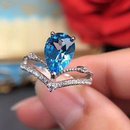 Designs & You Silver-Plated Teardrop Designed AD-Stone Studded Finger Ring image 1