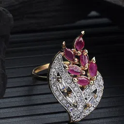 Bhana Fashion Gold-Plated American Daimond-Studded Finger Ring image 1