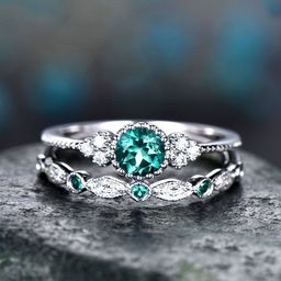 Unwind by Yellow Chimes Set Of 2 Silver-Plated Green Crystals Studded Finger Ring-image-51