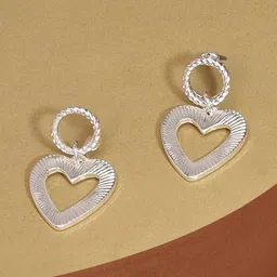 Accessorize London Women Silver-Toned Tiny Heart Short Drop Earrings-38