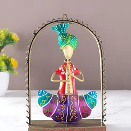 Golden Peacock GoldToned and Green Musican Figurine Showpiece-89
