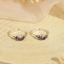 Saraf RS Jewellery Set Of 2 Silver-Plated & AD-Studded Adjustable Toe Rings-image-63