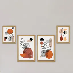 SAF Orange & Black 4 Pieces Modern Art Painting Wall Arts-image-28