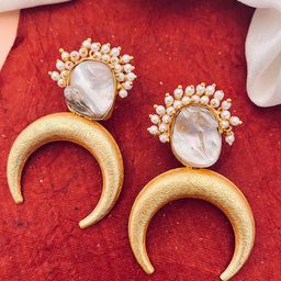 Sangria White Gold-Plated & Stone-Studded Drop Earrings-66