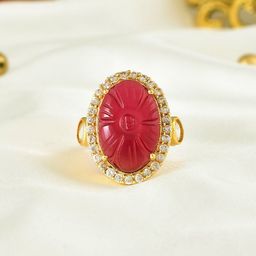 Voylla Gold Plated Kundan Studded Finger Ring-picture-6