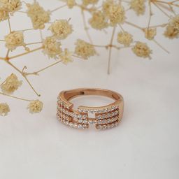 Carlton London Rose Gold-Plated CZ-studded Finger Ring-image-47