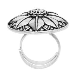 Voylla Oxidised Silver-Plated Flower Ring-picture-27