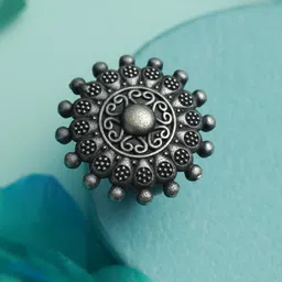 Jazz and Sizzle Silver-Plated Oxidized Adjustable Finger Ring-16