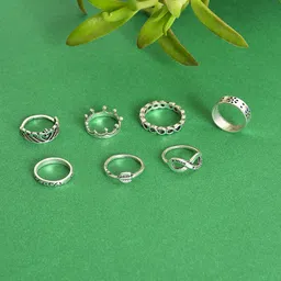 SOHI Set Of 7 Silver-Plated  Finger Ring-image-37