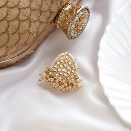 TEEJH Pearl Studded Polki Finger Ring-38