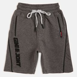 Gini and Jony Boys Charcoal Grey Cotton Solid Mid-Rise Regular Shorts-38