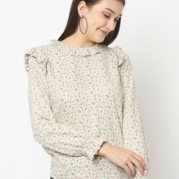 Crimsoune Club Off White Floral Print Blouson Top-image-31