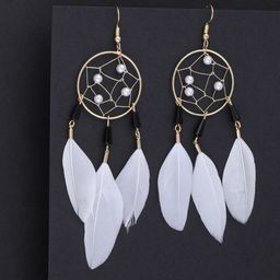Silver Shine White Contemporary Drop Earrings-image-37