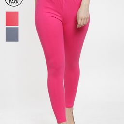 GRACIT Women Pack Of 3 Solid Ankle-Length Leggings-image-55