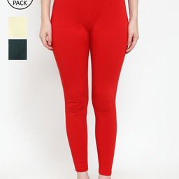 GRACIT Women Pack Of 3 Solid Ankle- Length Leggings-image-92