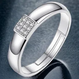 MYKI Men Silver-Plated CZ-Studded Adjustable Finger Ring-27