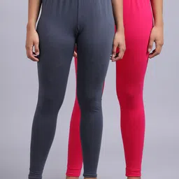 GRACIT Pack Of 2 Lycra Ankle-Length Cotton Leggings-image-24