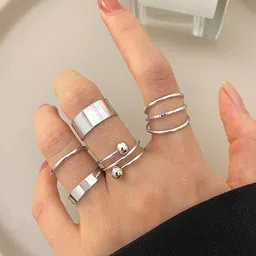 Shining Diva Fashion  Set Of 5 Silver-Plated Finger Ring-67