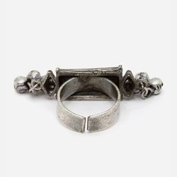 Sanjog Silver-Plated Studded Oxidized Antique Tribal Ghungroo Adjustable Finger Ring image 4