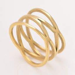 PALMONAS Gold-Plated Twist Cross Stainless Steel Finger Ring image 4
