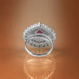 Rubans Rhodium-Plated High Quality AD & Ruby Stone Studded Finger Ring image 5