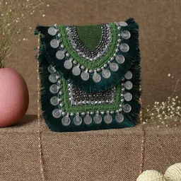 Priyaasi Green Embellished Oversized Structured Sling Bag-image-4