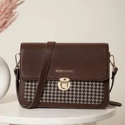 Berrylush Women Checked Structured Casual Sling Bag-16
