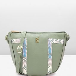 Baggit Women Geometric Printed Detail Structured Sling Bag-23
