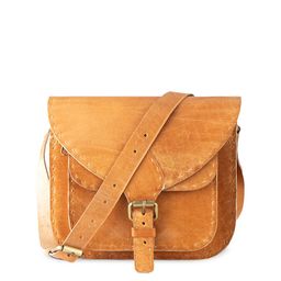 Goatter Tan Leather Structured Sling Bag-image-64