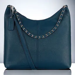 DressBerry Blue PU Structured Sling Bag-10