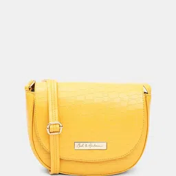 Mast & Harbour Yellow Textured Structured Sling Bag-3